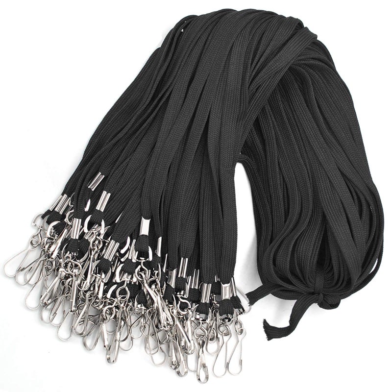 Bird Fiy Black Lanyard 100 Pack Bulk Badge Lanyards for ID Badges Neck Cruise Name Tag ID Holder - Image 1